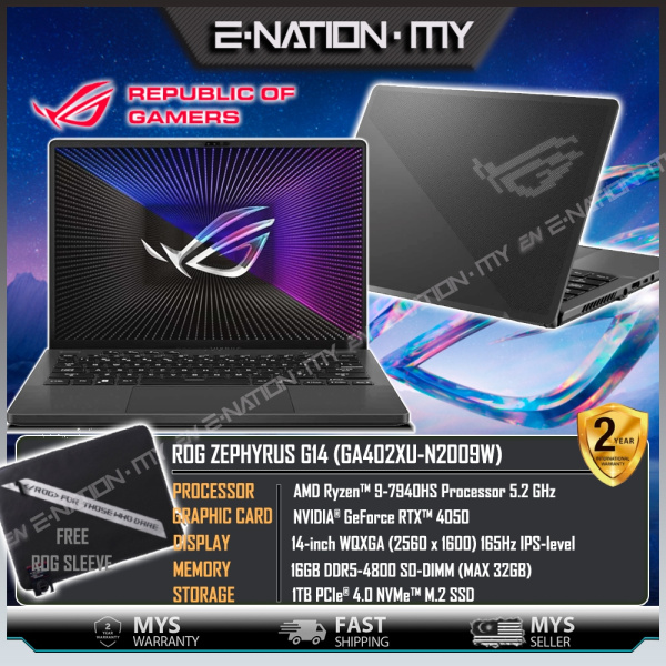 ASUS ROG ZEPHYRUS M16 [GU604VI-N4062W] i9-13900H RTX4070 | G14 [GA402XU-N2009W] | AMD R9-7940HS RTX4050 Gaming Laptop